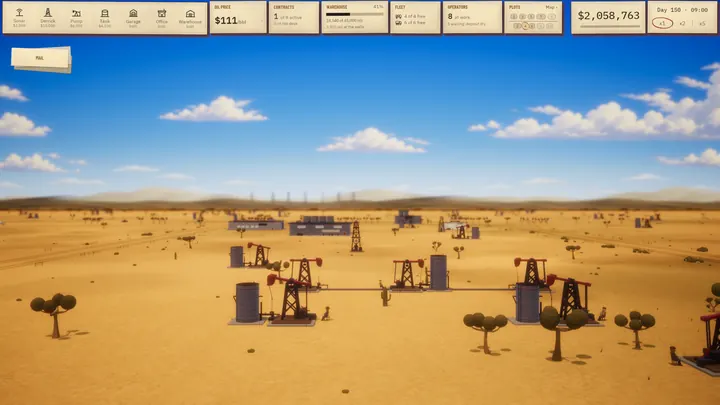 An oil field with pumps, tanks and pipes