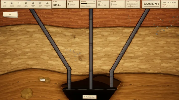 Three wells drawing from one half-empty deposit