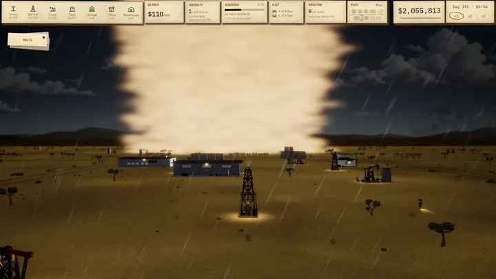 A tornado over the fields at night