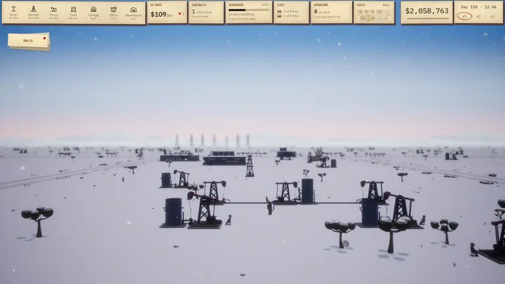 Snow on the Texas oil field